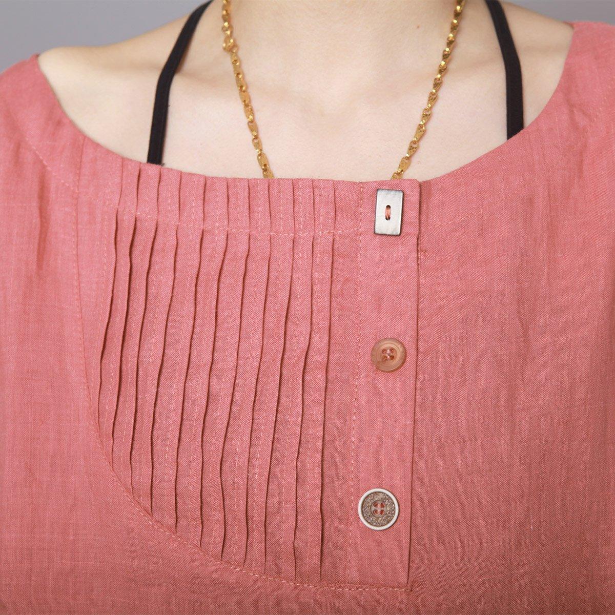 Pink summer linen dress oversize sundress plus size shift dress