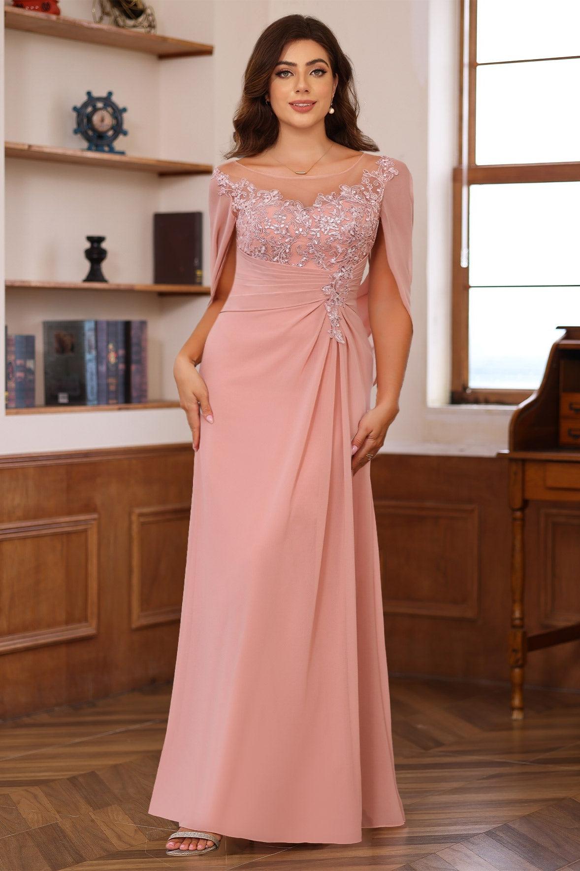 Plus Size Mother of the Bride A Line Scoop Long Outfits with Pleated & Sequins