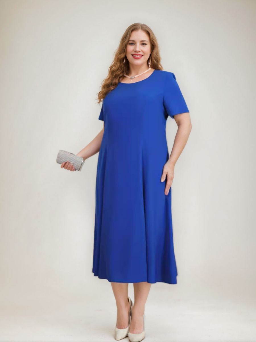 Plus Size Mother of the Bride A Line Tea Length Dress with 3/4 Sleeves Appliques & Jacket