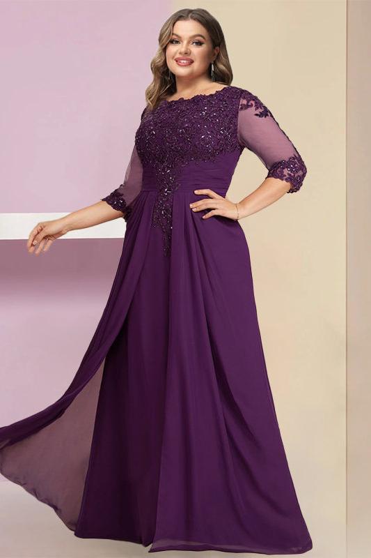 Plus Size Mother of the Bride Sheath Column Dress Featuring Sequins & Applique