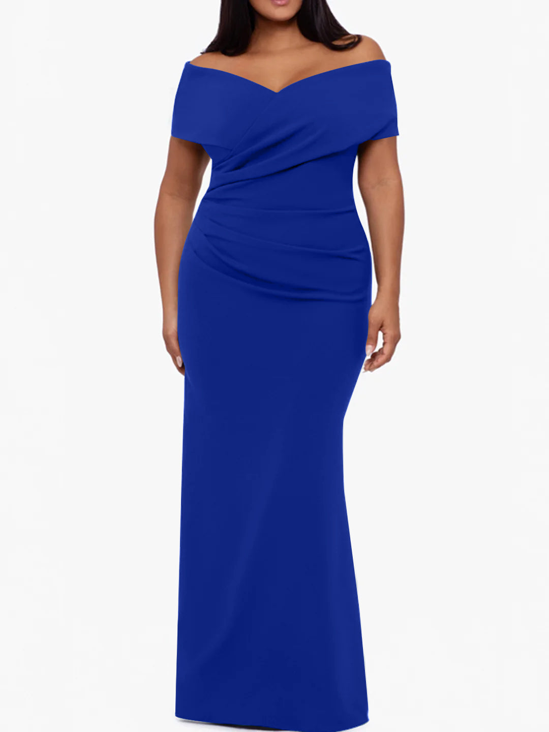 Plus Size Off the Shoulder Mermaid Trumpet Sleeveless Mother Of The Bride Long Dress