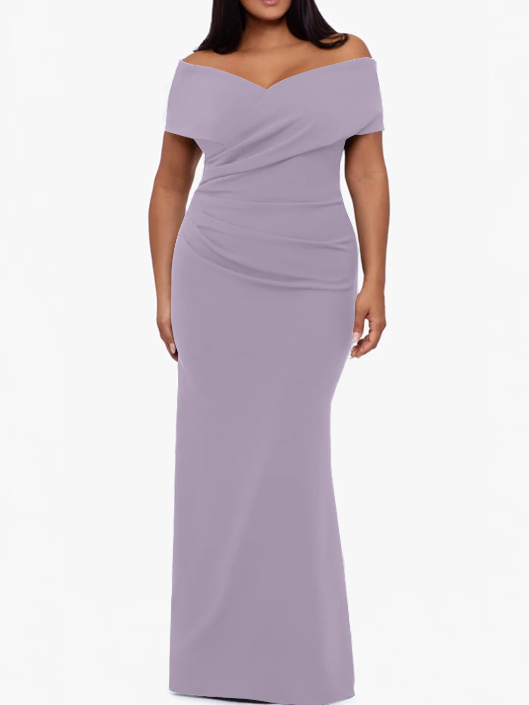 Plus Size Off the Shoulder Mermaid Trumpet Sleeveless Mother Of The Bride Long Dress