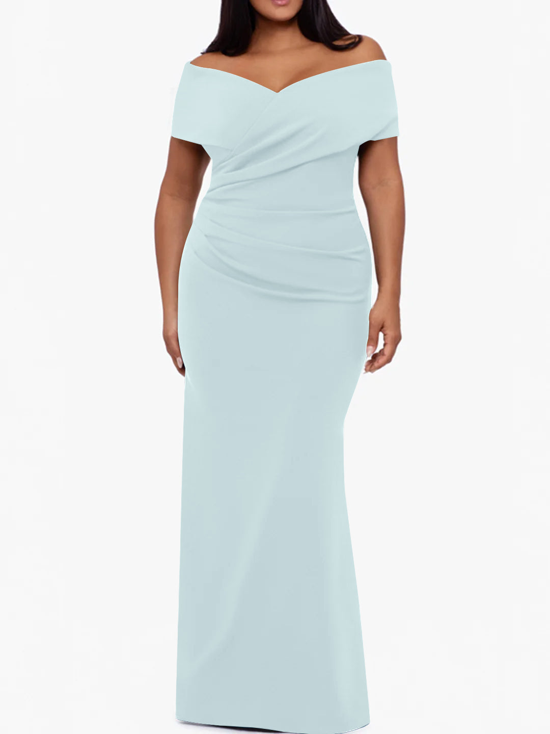 Plus Size Off the Shoulder Mermaid Trumpet Sleeveless Mother Of The Bride Long Dress