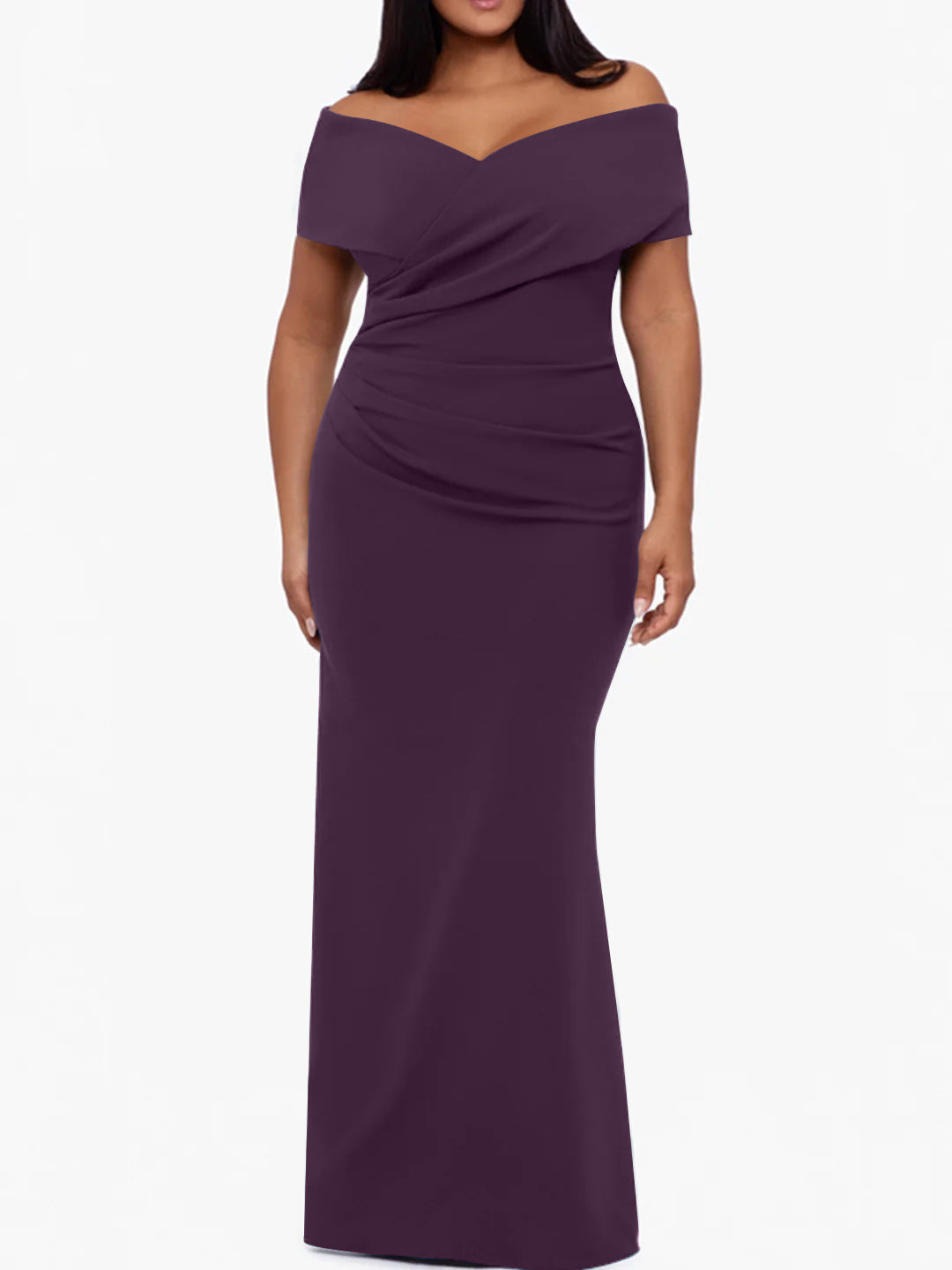 Plus Size Off the Shoulder Mermaid Trumpet Sleeveless Mother Of The Bride Long Dress
