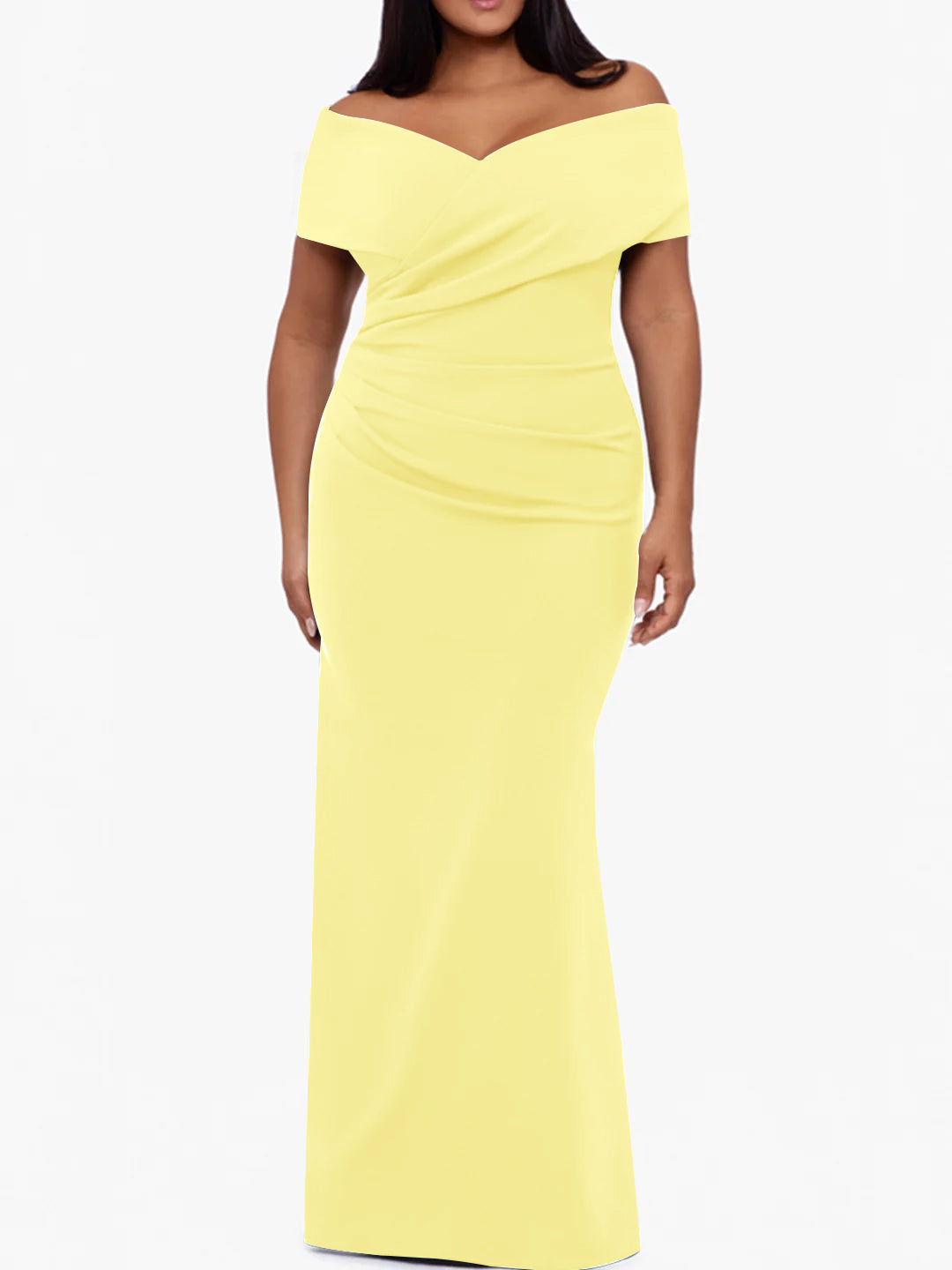 Plus Size Off the Shoulder Mermaid Trumpet Sleeveless Mother Of The Bride Long Dress