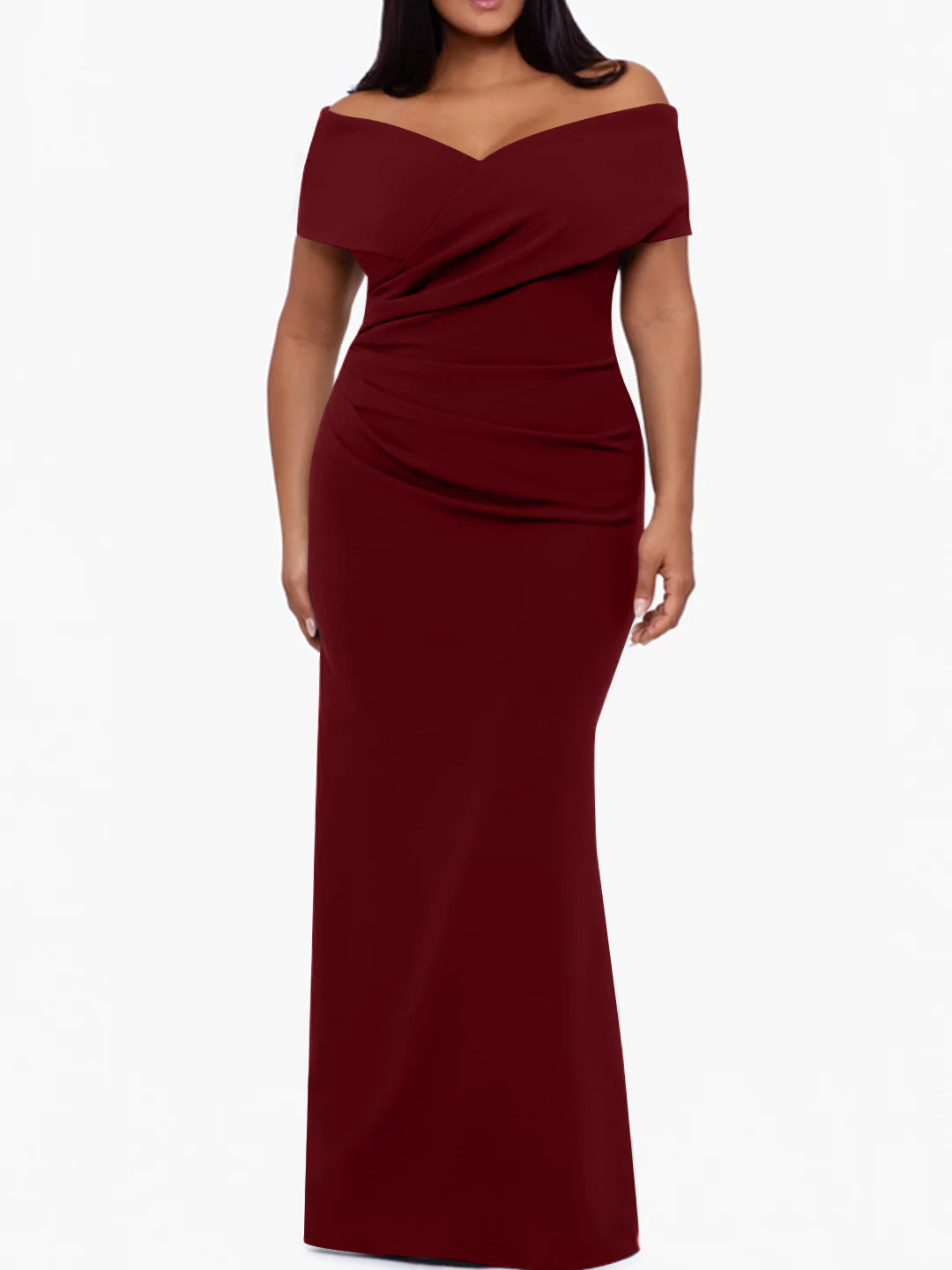 Plus Size Off the Shoulder Mermaid Trumpet Sleeveless Mother Of The Bride Long Dress