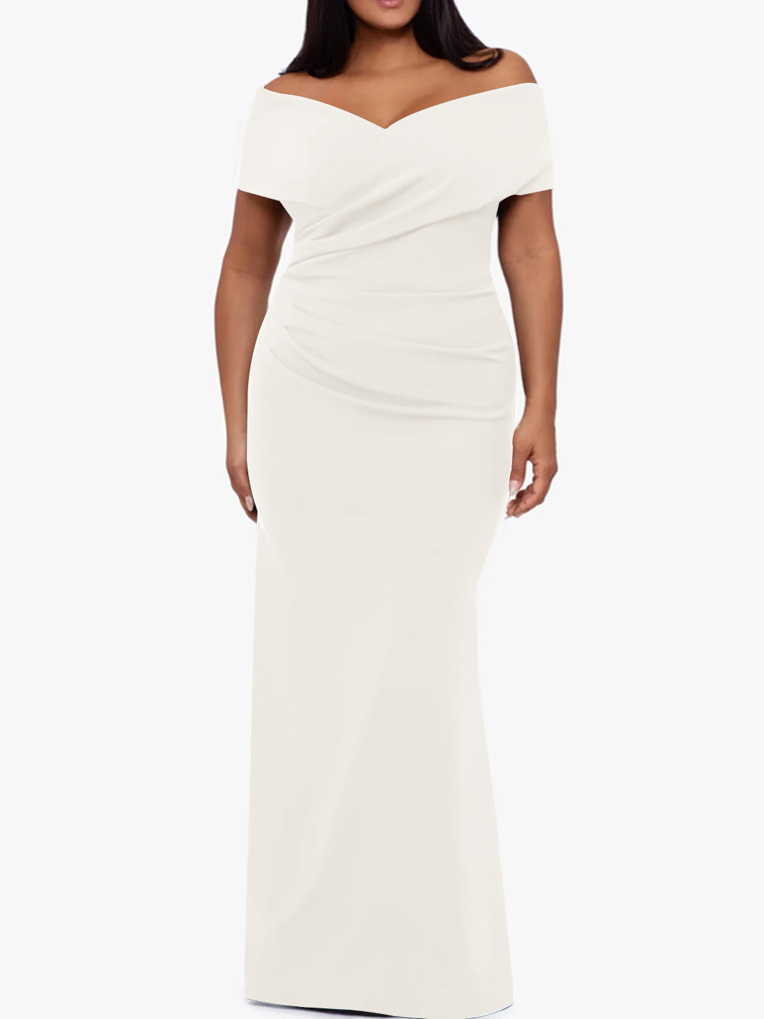 Plus Size Off the Shoulder Mermaid Trumpet Sleeveless Mother Of The Bride Long Dress