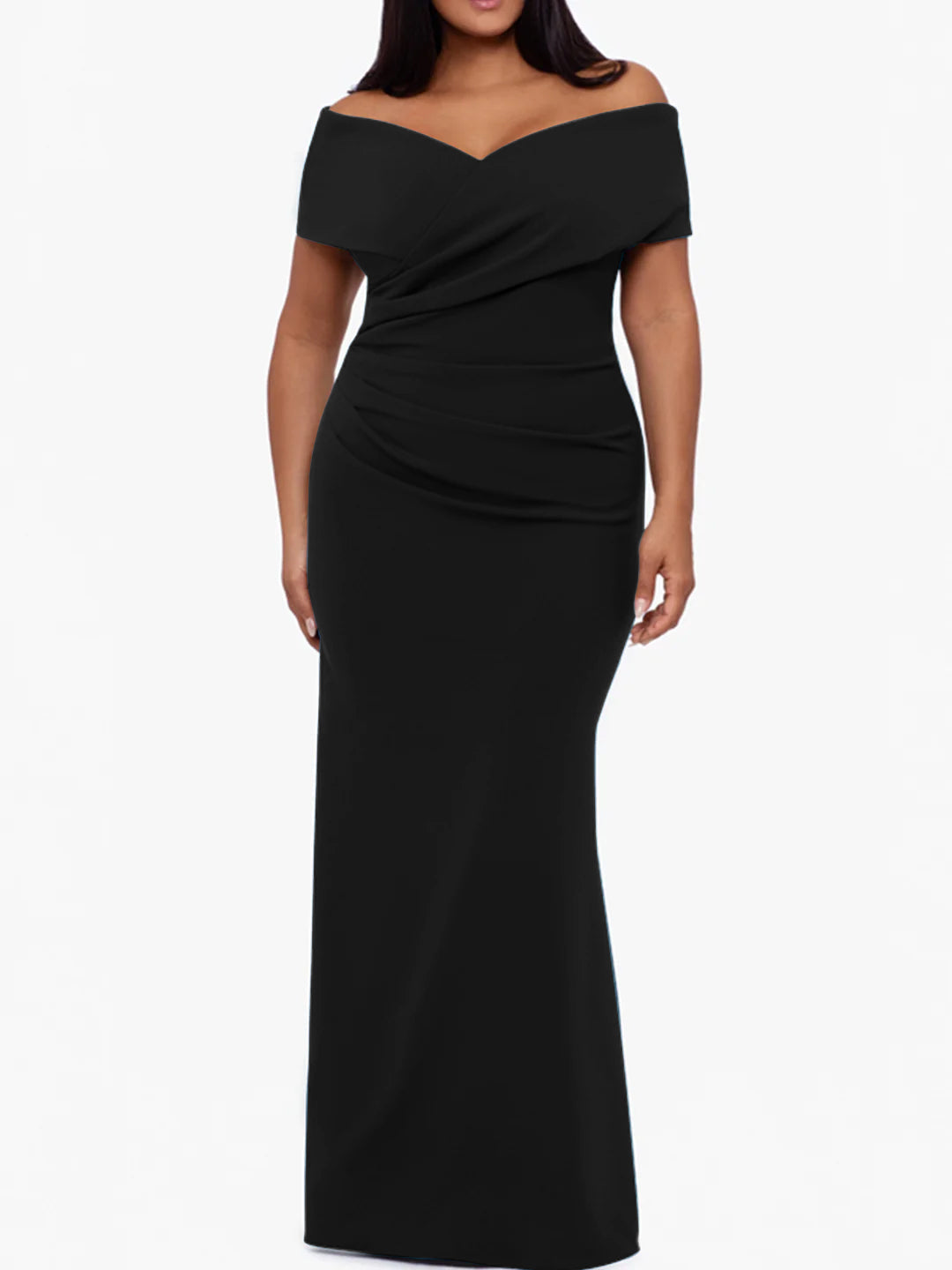Plus Size Off the Shoulder Mermaid Trumpet Sleeveless Mother Of The Bride Long Dress
