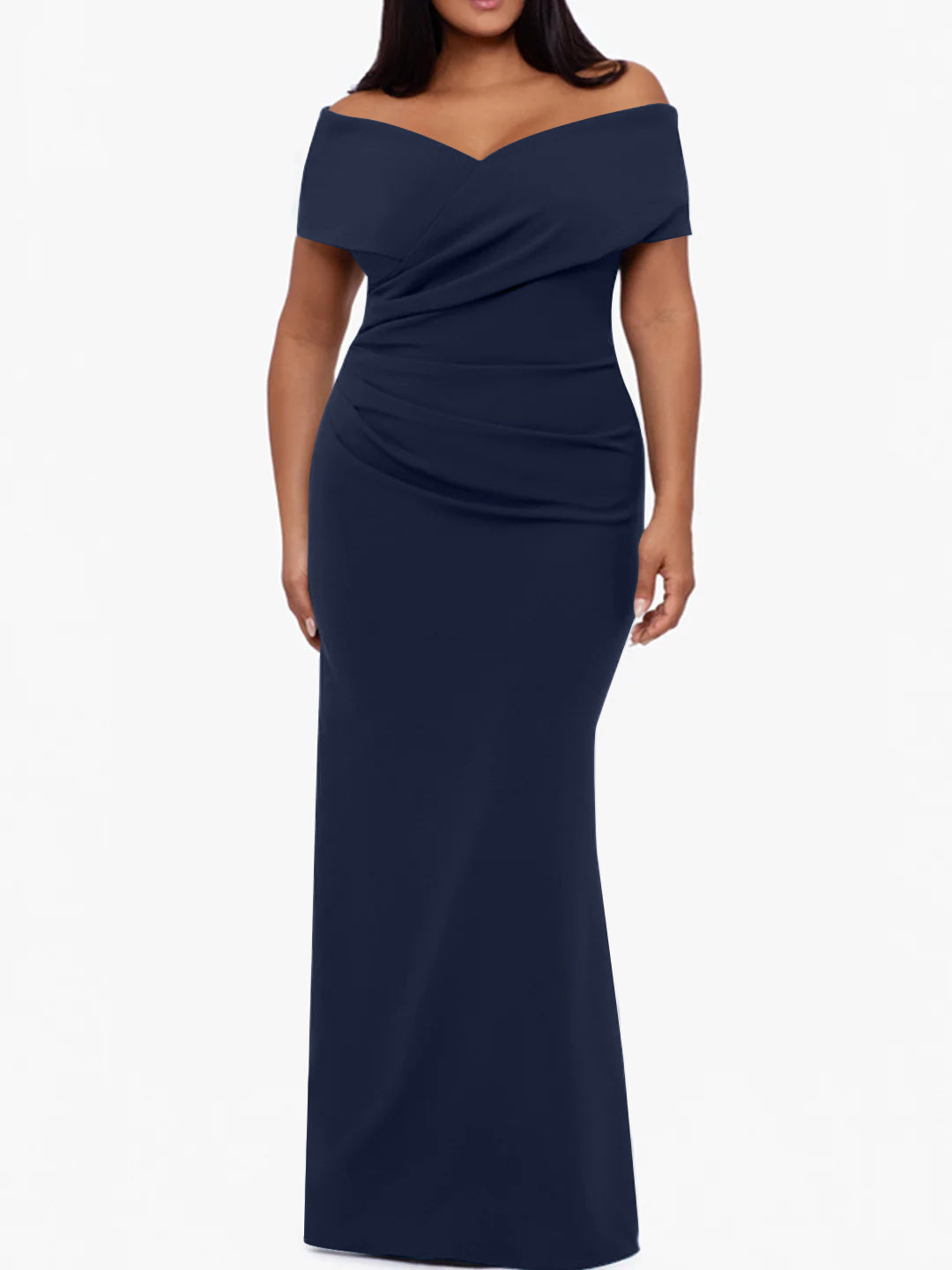 Plus Size Off the Shoulder Mermaid Trumpet Sleeveless Mother Of The Bride Long Dress