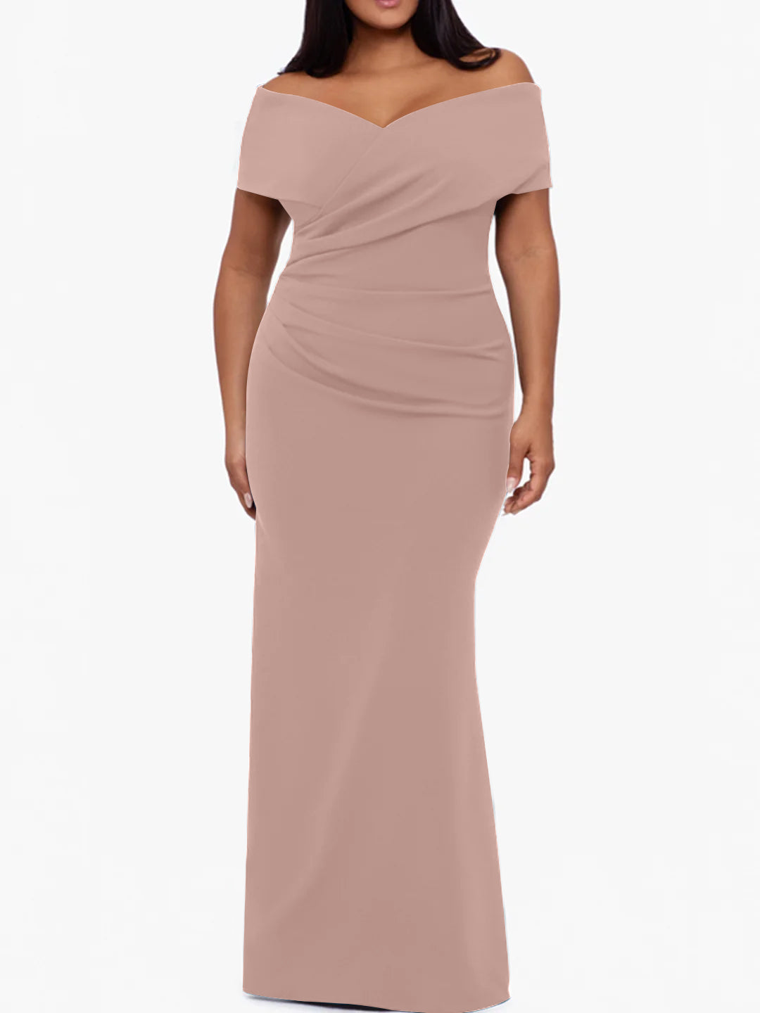 Plus Size Off the Shoulder Mermaid Trumpet Sleeveless Mother Of The Bride Long Dress