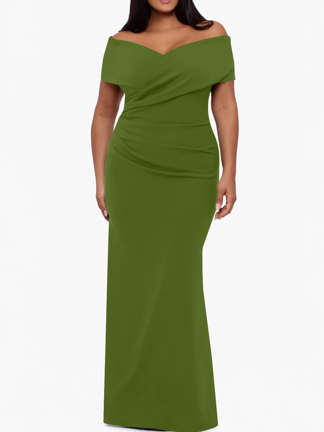 Plus Size Off the Shoulder Mermaid Trumpet Sleeveless Mother Of The Bride Long Dress