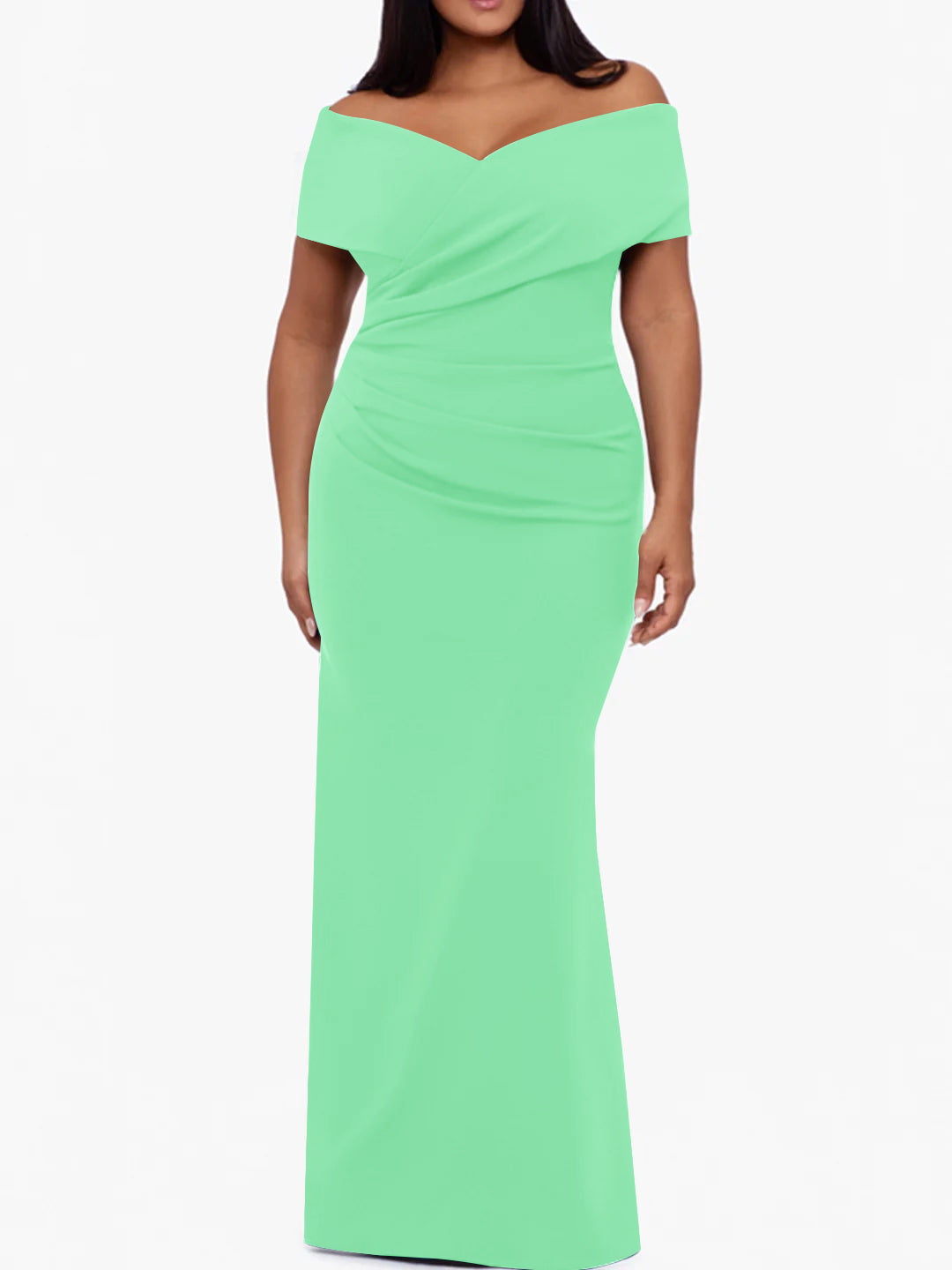 Plus Size Off the Shoulder Mermaid Trumpet Sleeveless Mother Of The Bride Long Dress