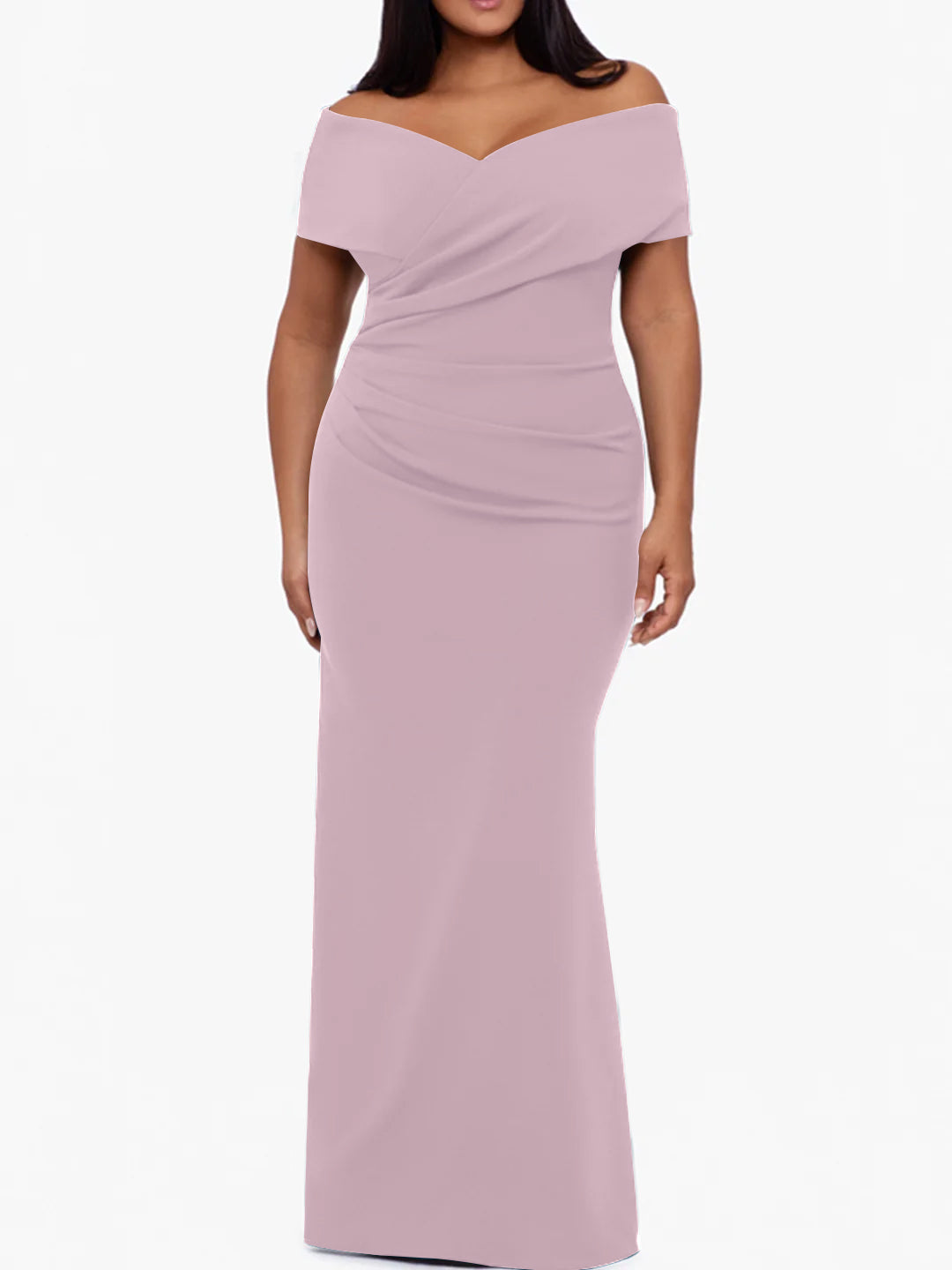 Plus Size Off the Shoulder Mermaid Trumpet Sleeveless Mother Of The Bride Long Dress
