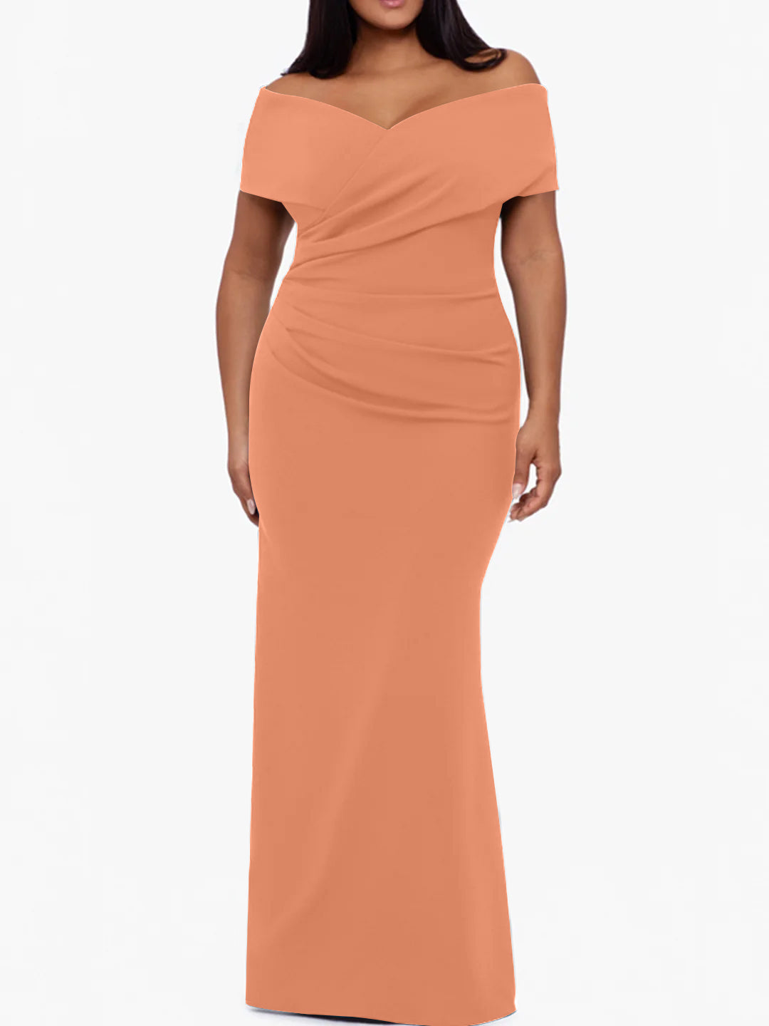 Plus Size Off the Shoulder Mermaid Trumpet Sleeveless Mother Of The Bride Long Dress