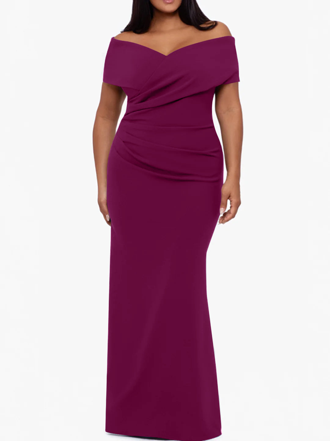 Plus Size Off the Shoulder Mermaid Trumpet Sleeveless Mother Of The Bride Long Dress