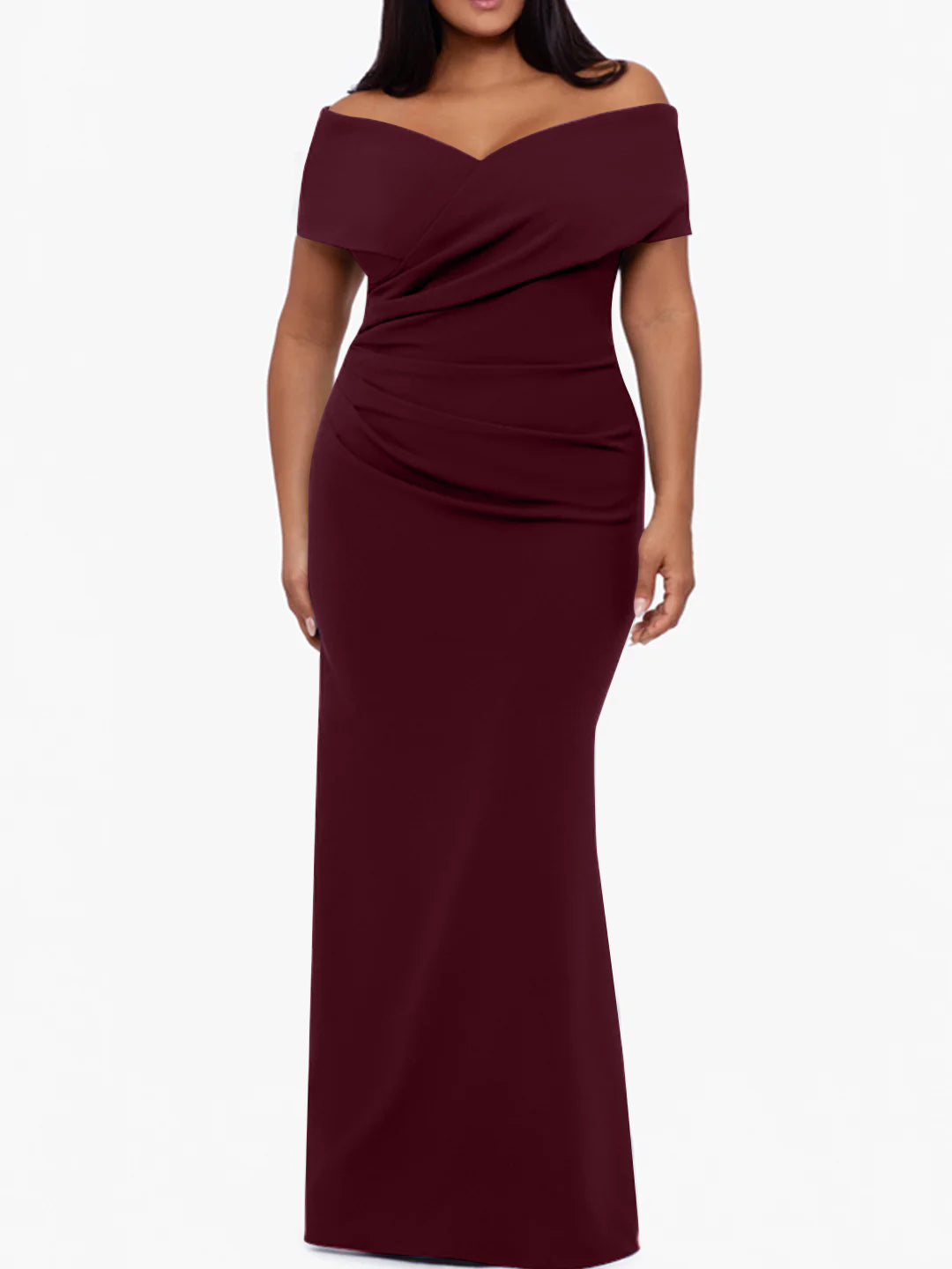 Plus Size Off the Shoulder Mermaid Trumpet Sleeveless Mother Of The Bride Long Dress