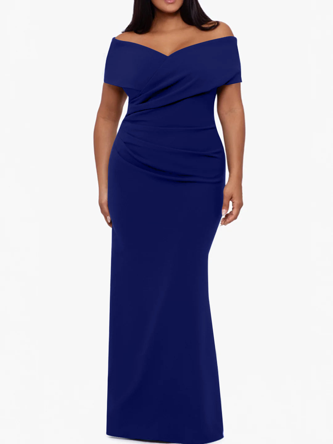 Plus Size Off the Shoulder Mermaid Trumpet Sleeveless Mother Of The Bride Long Dress