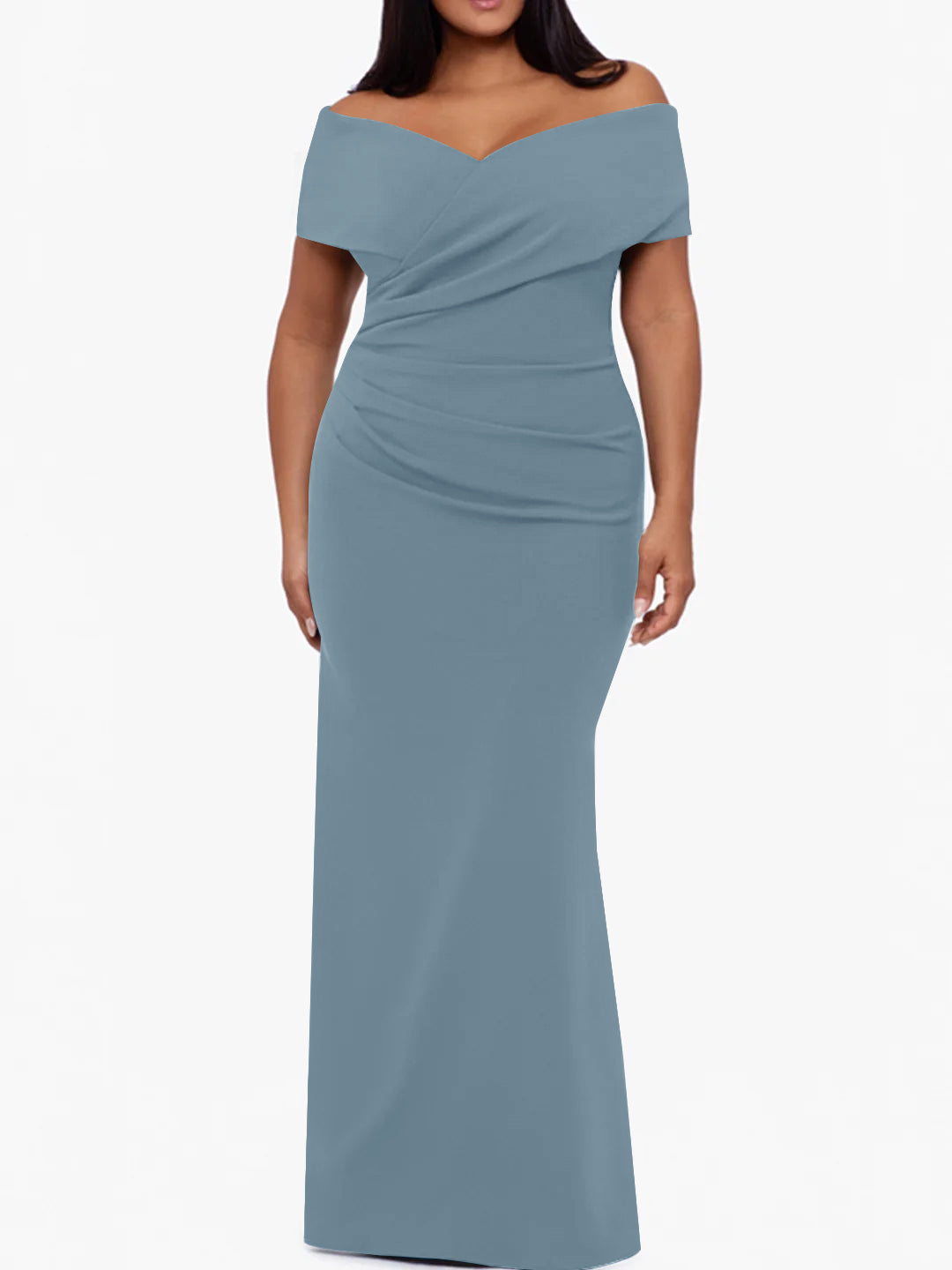Plus Size Off the Shoulder Mermaid Trumpet Sleeveless Mother Of The Bride Long Dress