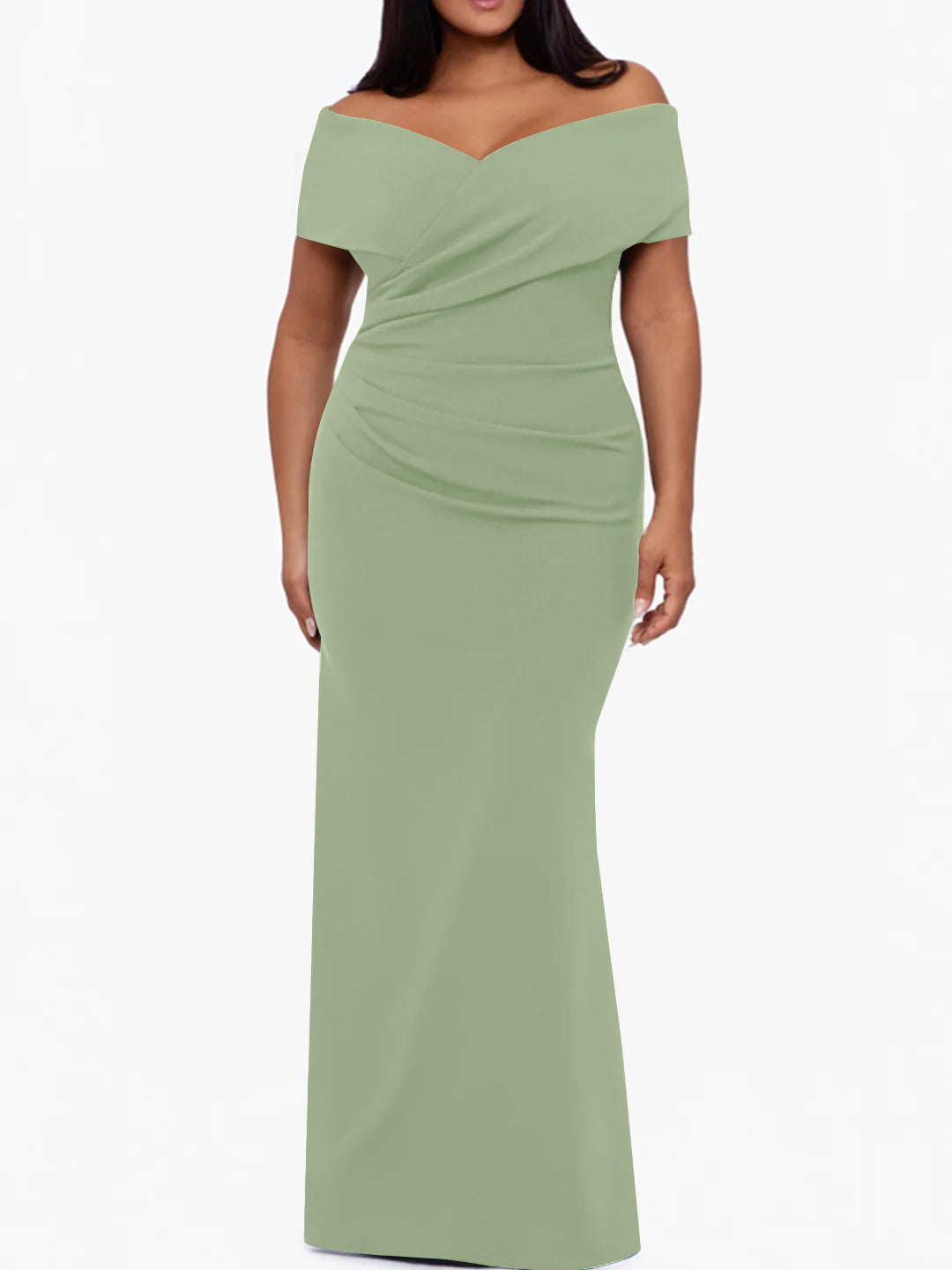 Plus Size Off the Shoulder Mermaid Trumpet Sleeveless Mother Of The Bride Long Dress