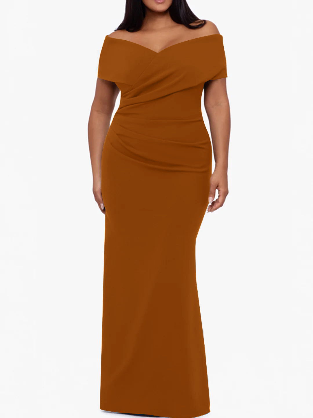 Plus Size Off the Shoulder Mermaid Trumpet Sleeveless Mother Of The Bride Long Dress
