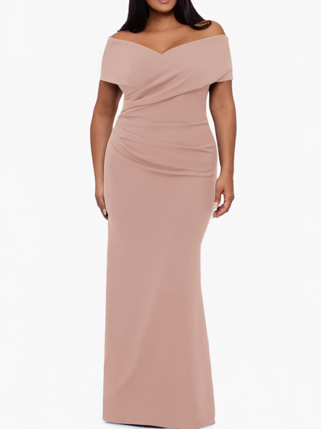 Plus Size Off the Shoulder Mermaid Trumpet Sleeveless Mother Of The Bride Long Dress