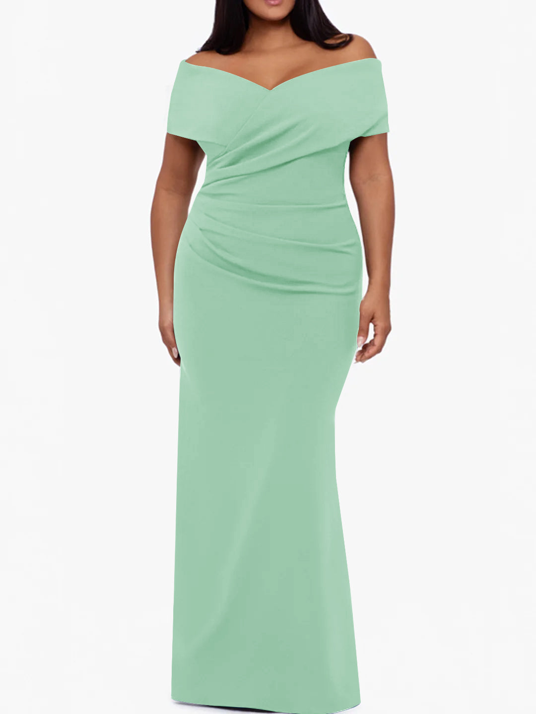 Plus Size Off the Shoulder Mermaid Trumpet Sleeveless Mother Of The Bride Long Dress
