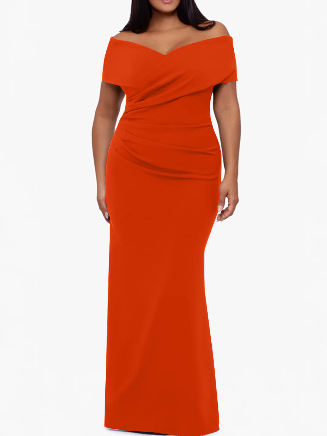 Plus Size Off the Shoulder Mermaid Trumpet Sleeveless Mother Of The Bride Long Dress