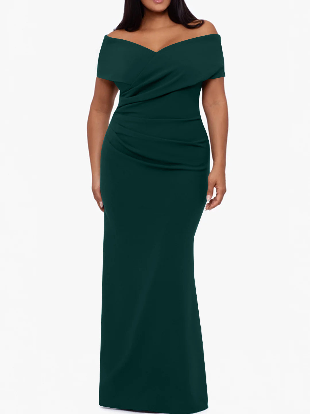 Plus Size Off the Shoulder Mermaid Trumpet Sleeveless Mother Of The Bride Long Dress