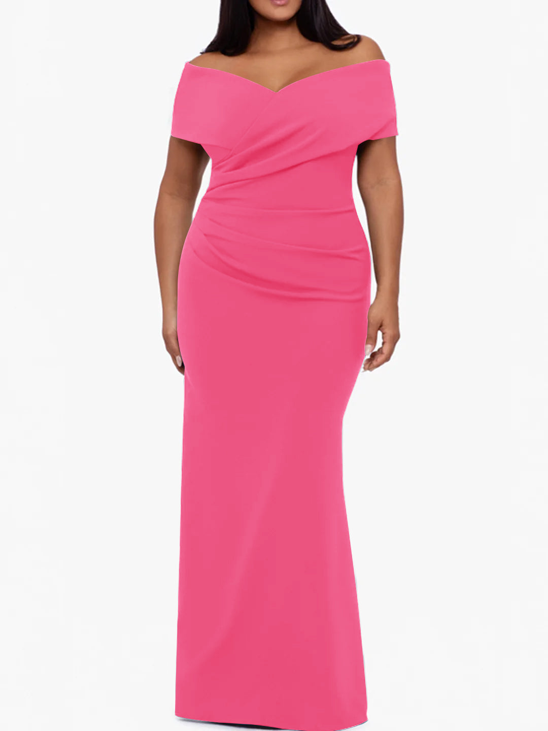 Plus Size Off the Shoulder Mermaid Trumpet Sleeveless Mother Of The Bride Long Dress