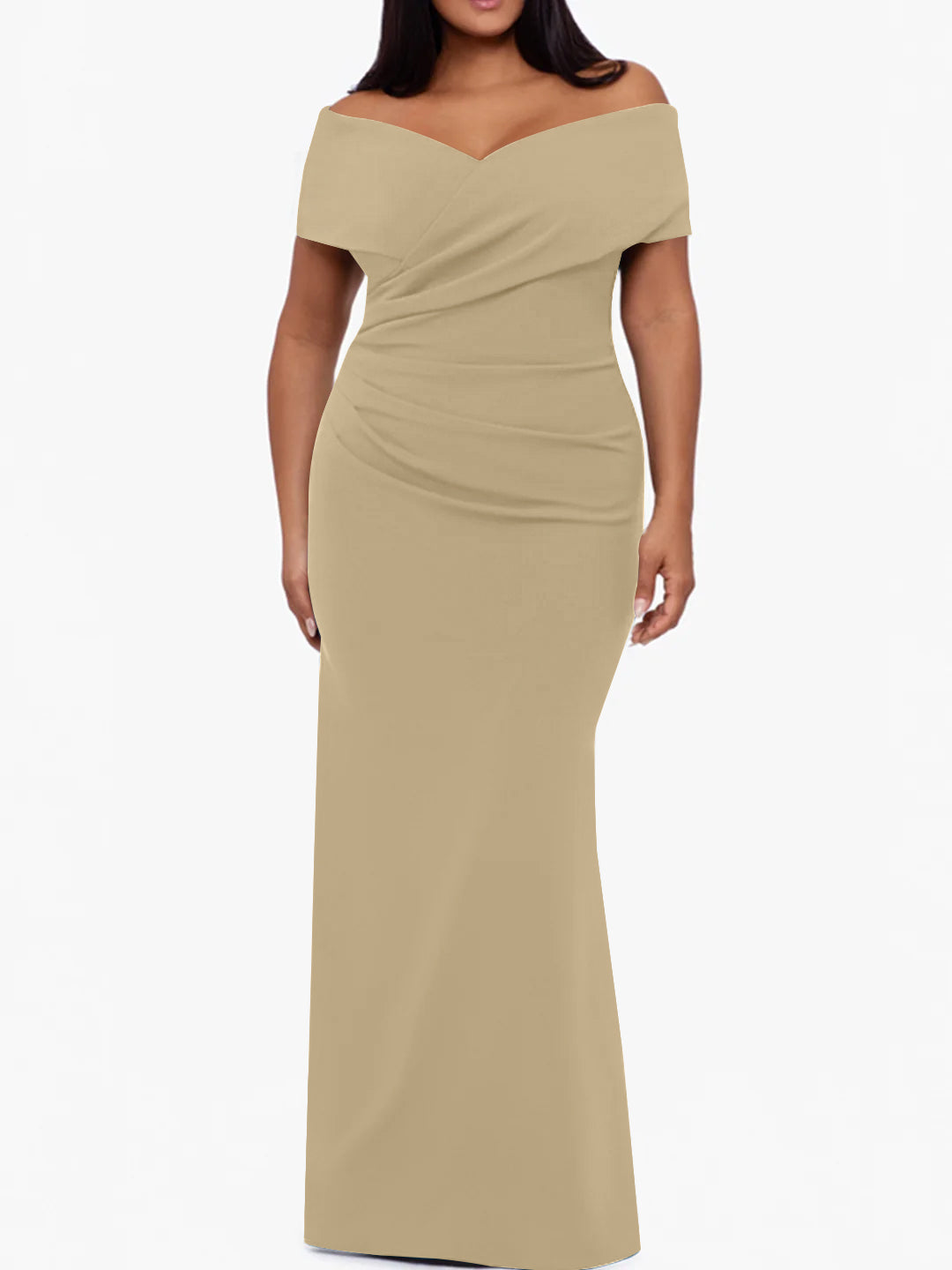 Plus Size Off the Shoulder Mermaid Trumpet Sleeveless Mother Of The Bride Long Dress