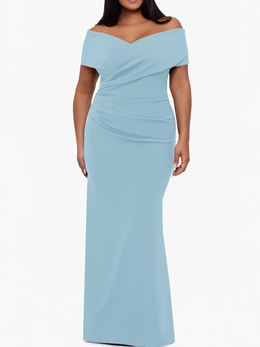 Plus Size Off the Shoulder Mermaid Trumpet Sleeveless Mother Of The Bride Long Dress