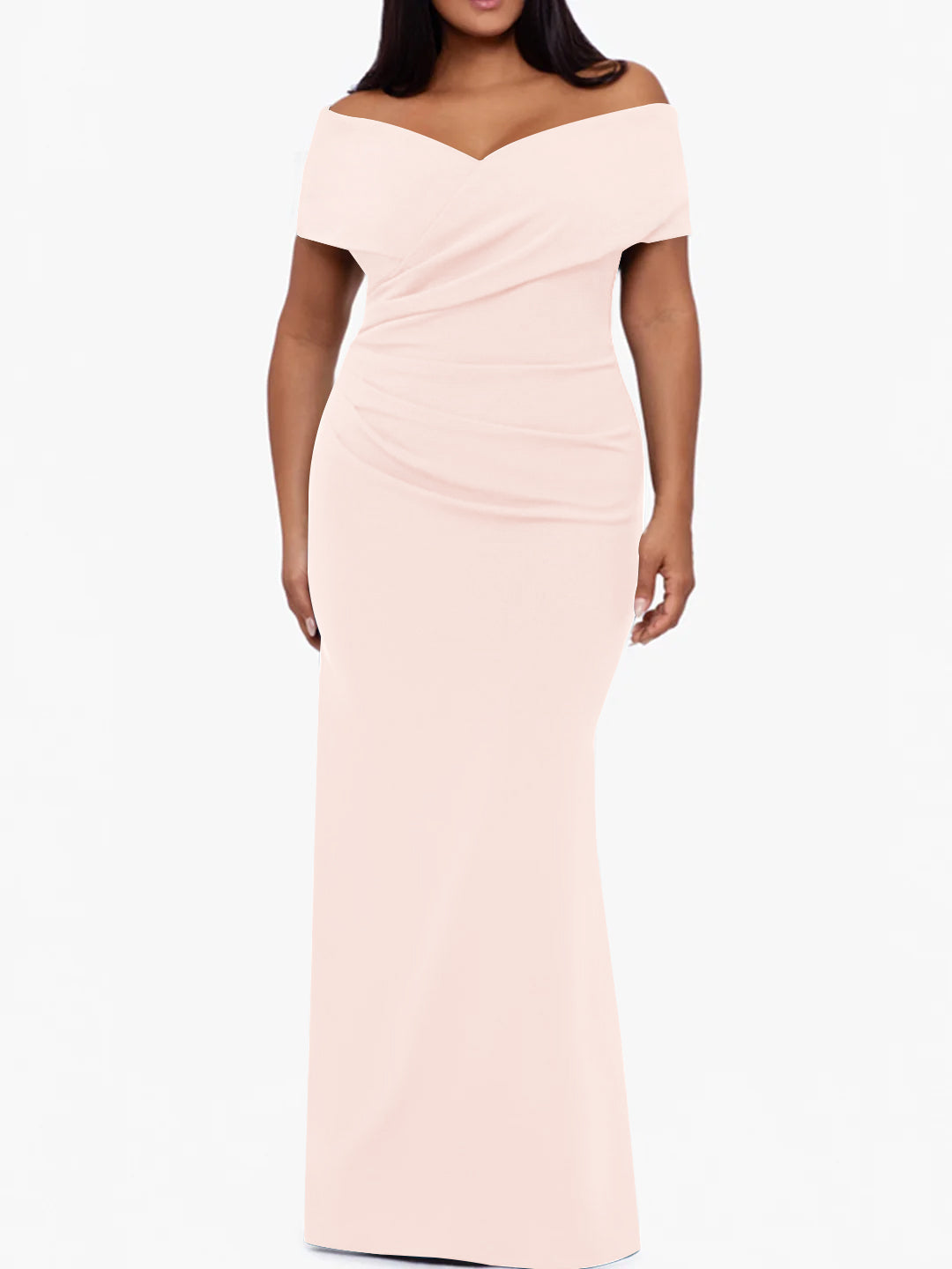 Plus Size Off the Shoulder Mermaid Trumpet Sleeveless Mother Of The Bride Long Dress