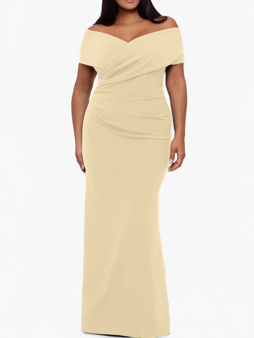 Plus Size Off the Shoulder Mermaid Trumpet Sleeveless Mother Of The Bride Long Dress
