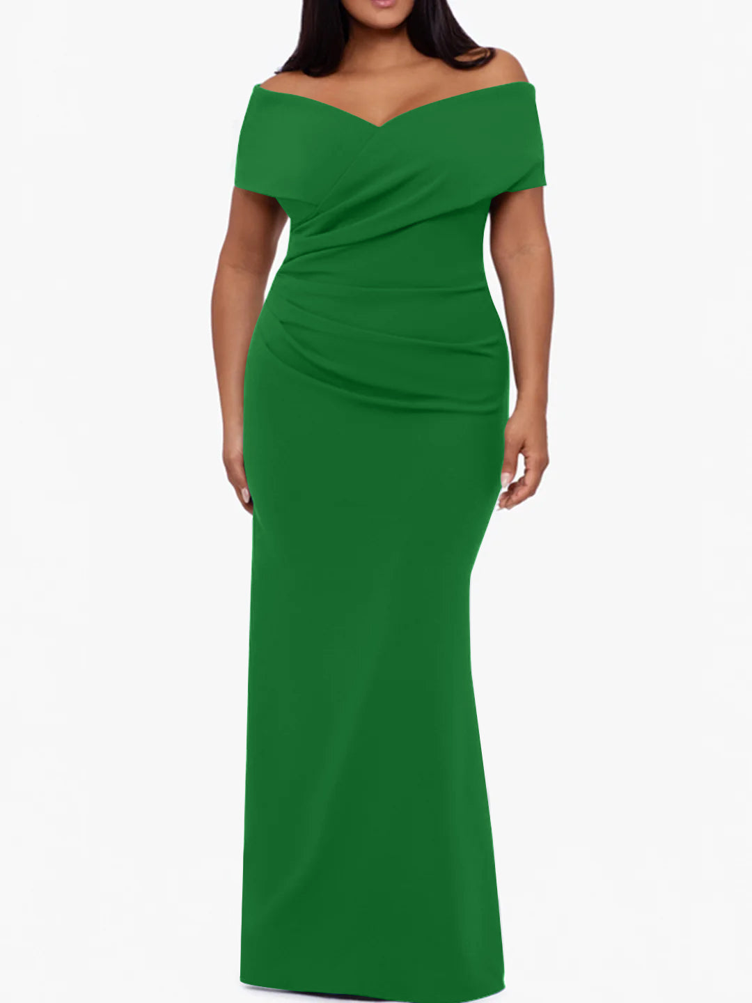 Plus Size Off the Shoulder Mermaid Trumpet Sleeveless Mother Of The Bride Long Dress