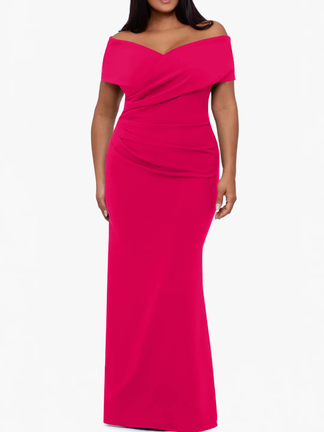 Plus Size Off the Shoulder Mermaid Trumpet Sleeveless Mother Of The Bride Long Dress