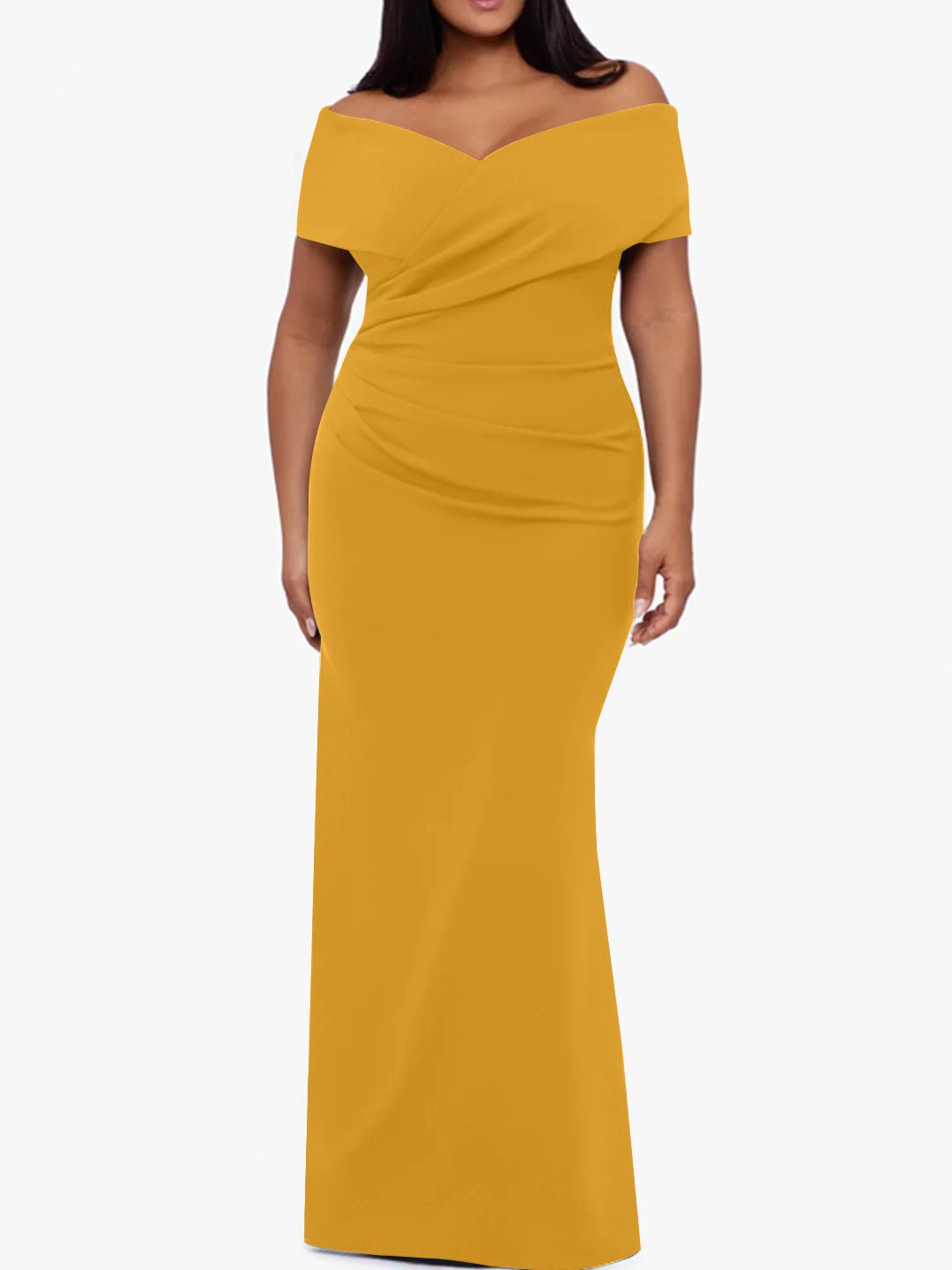 Plus Size Off the Shoulder Mermaid Trumpet Sleeveless Mother Of The Bride Long Dress