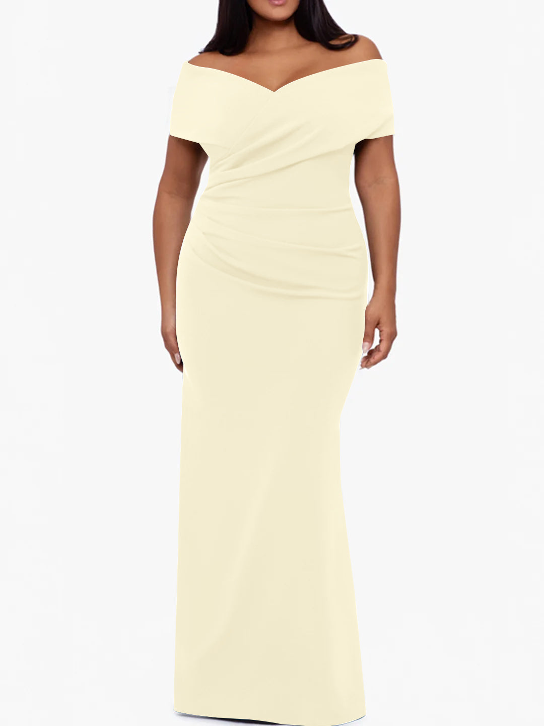 Plus Size Off the Shoulder Mermaid Trumpet Sleeveless Mother Of The Bride Long Dress