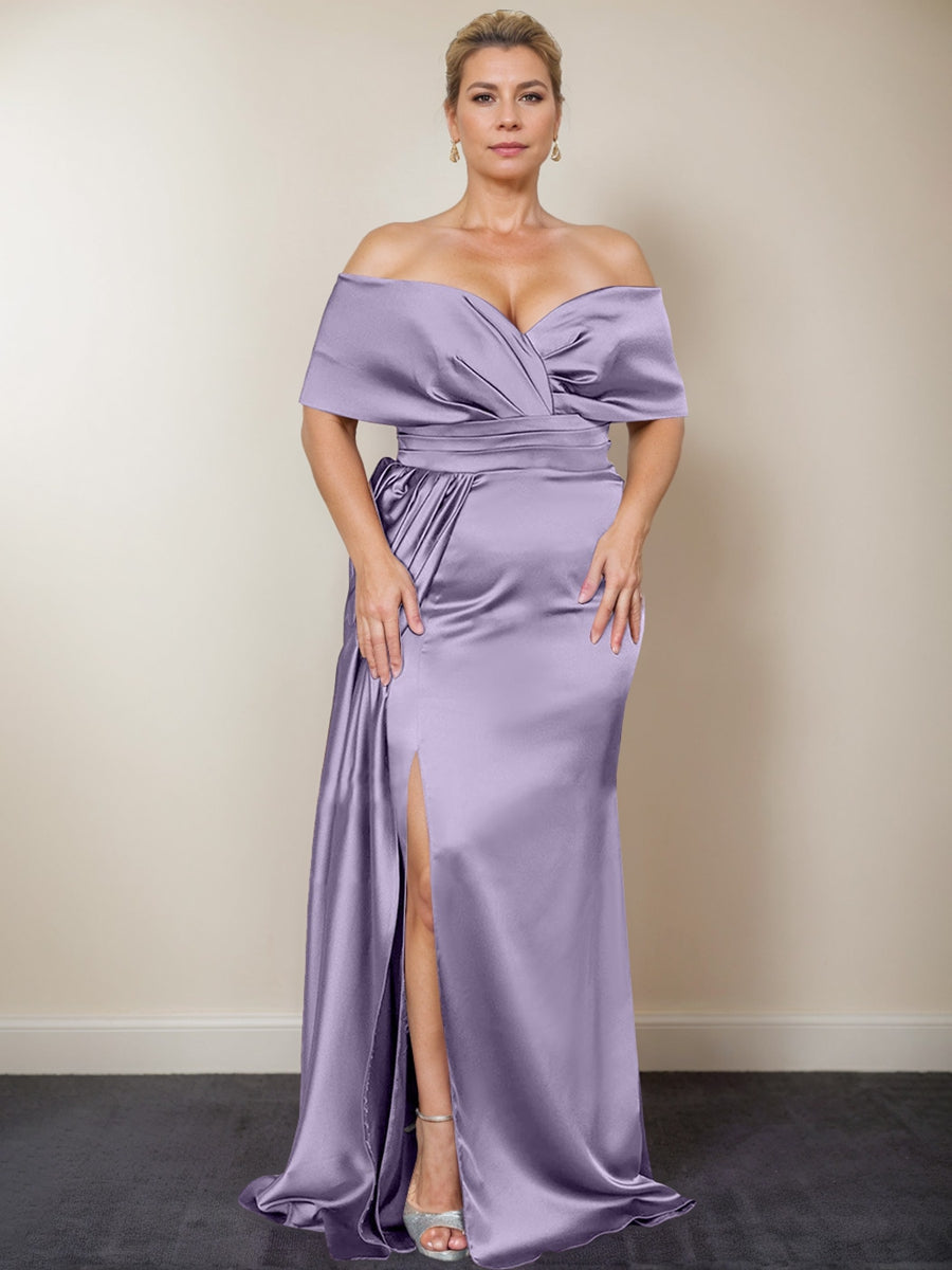 Plus Size Off the Shoulder Mother of the Bride Trumpet Mermaid Dress with Side Split