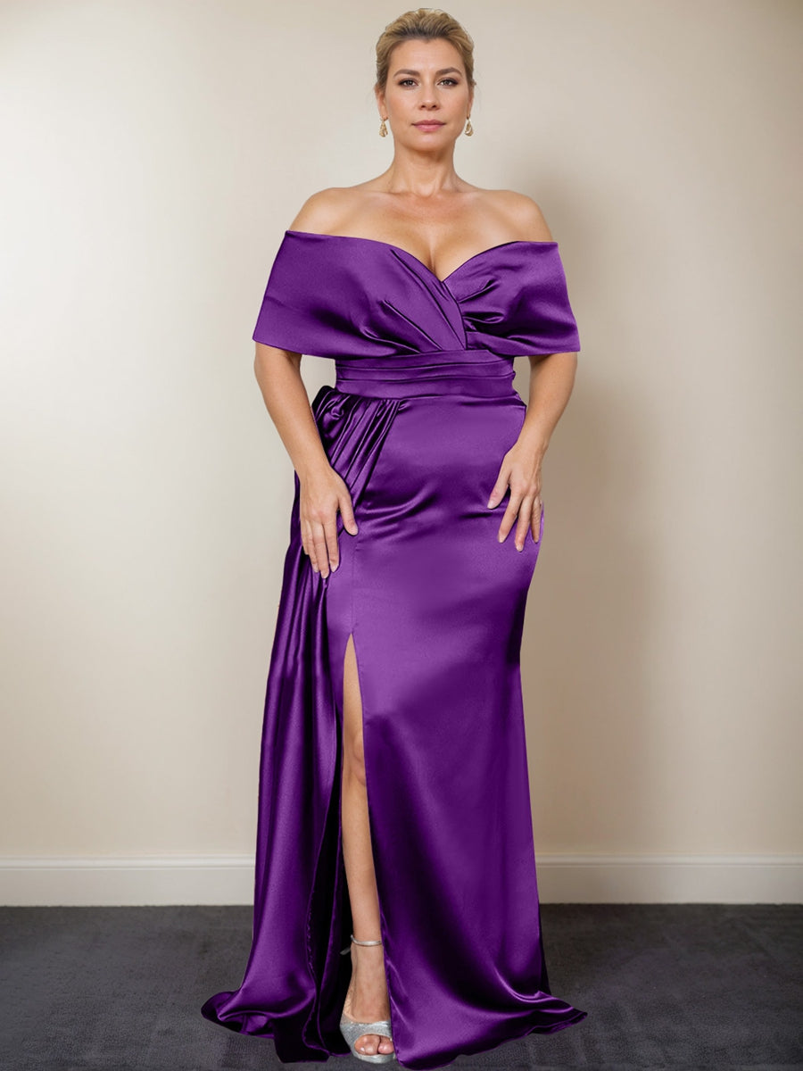 Plus Size Off the Shoulder Mother of the Bride Trumpet Mermaid Dress with Side Split