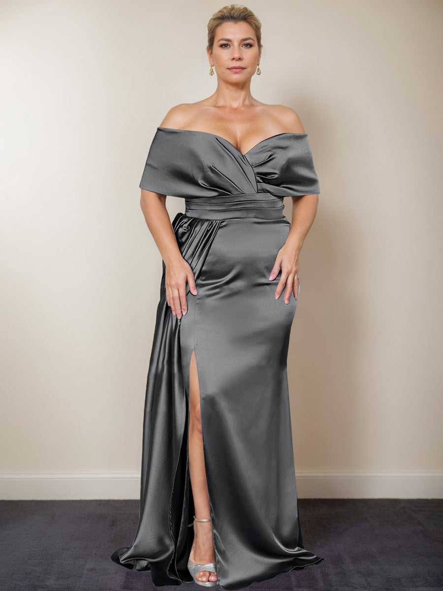 Plus Size Off the Shoulder Mother of the Bride Trumpet Mermaid Dress with Side Split