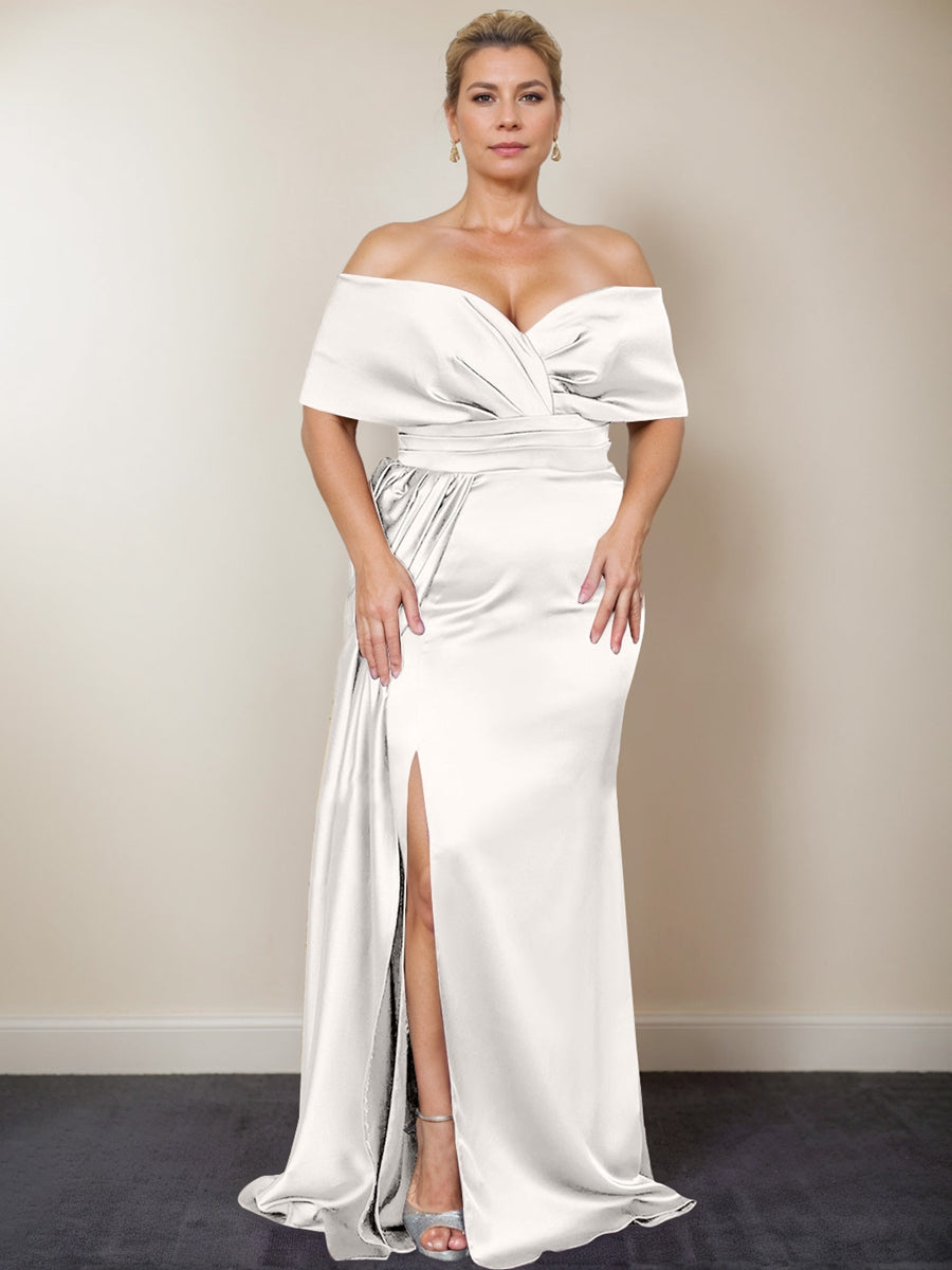 Plus Size Off the Shoulder Mother of the Bride Trumpet Mermaid Dress with Side Split