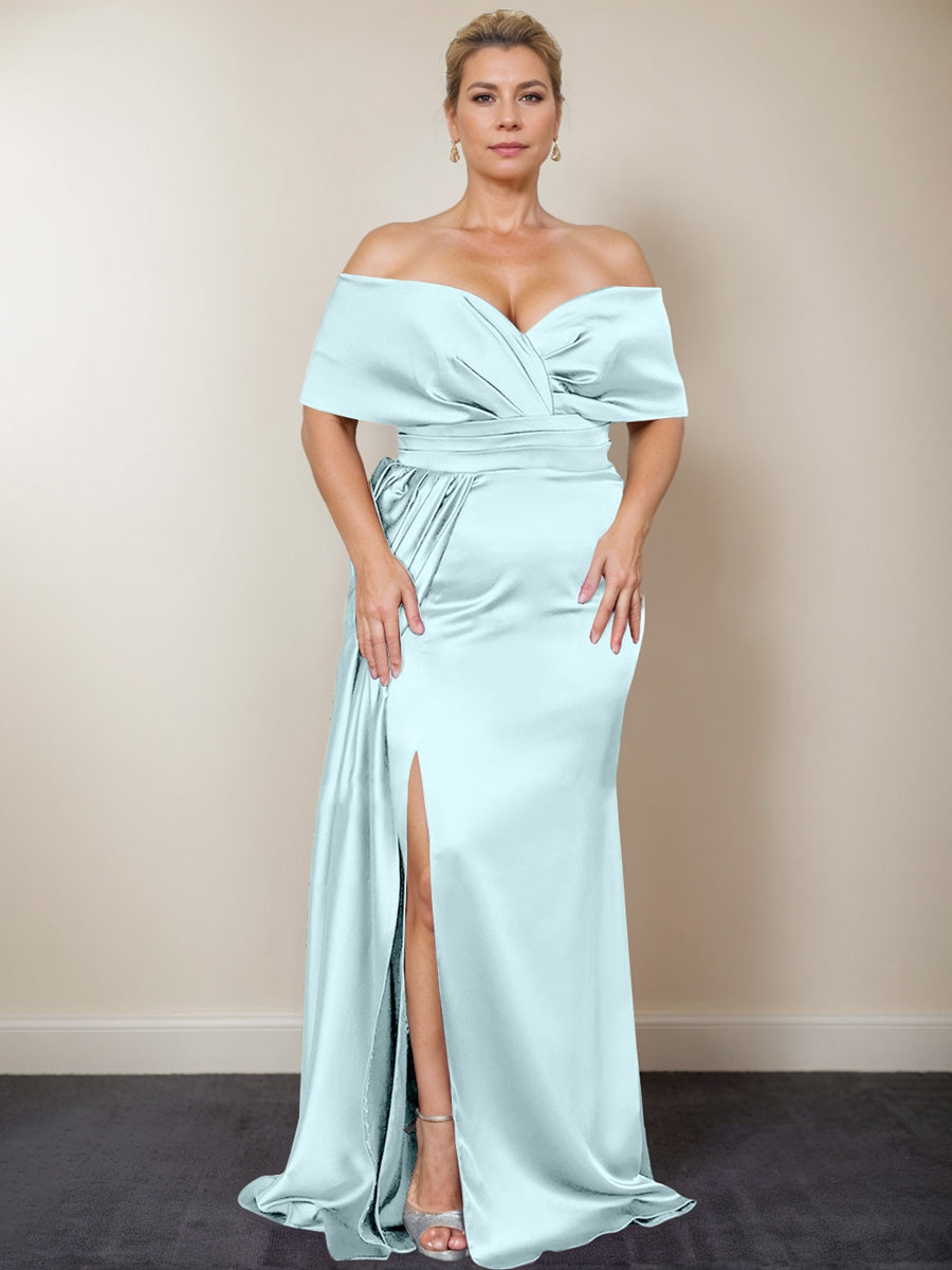 Plus Size Off the Shoulder Mother of the Bride Trumpet Mermaid Dress with Side Split