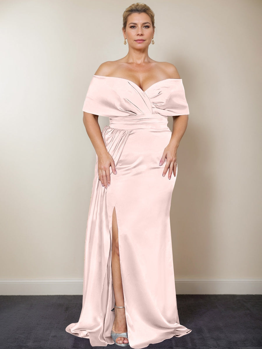Plus Size Off the Shoulder Mother of the Bride Trumpet Mermaid Dress with Side Split