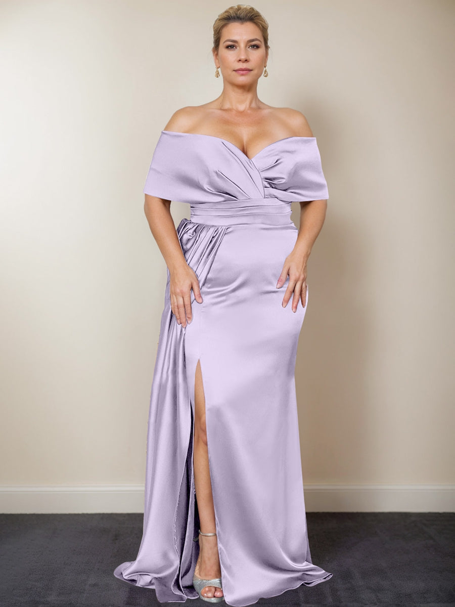 Plus Size Off the Shoulder Mother of the Bride Trumpet Mermaid Dress with Side Split