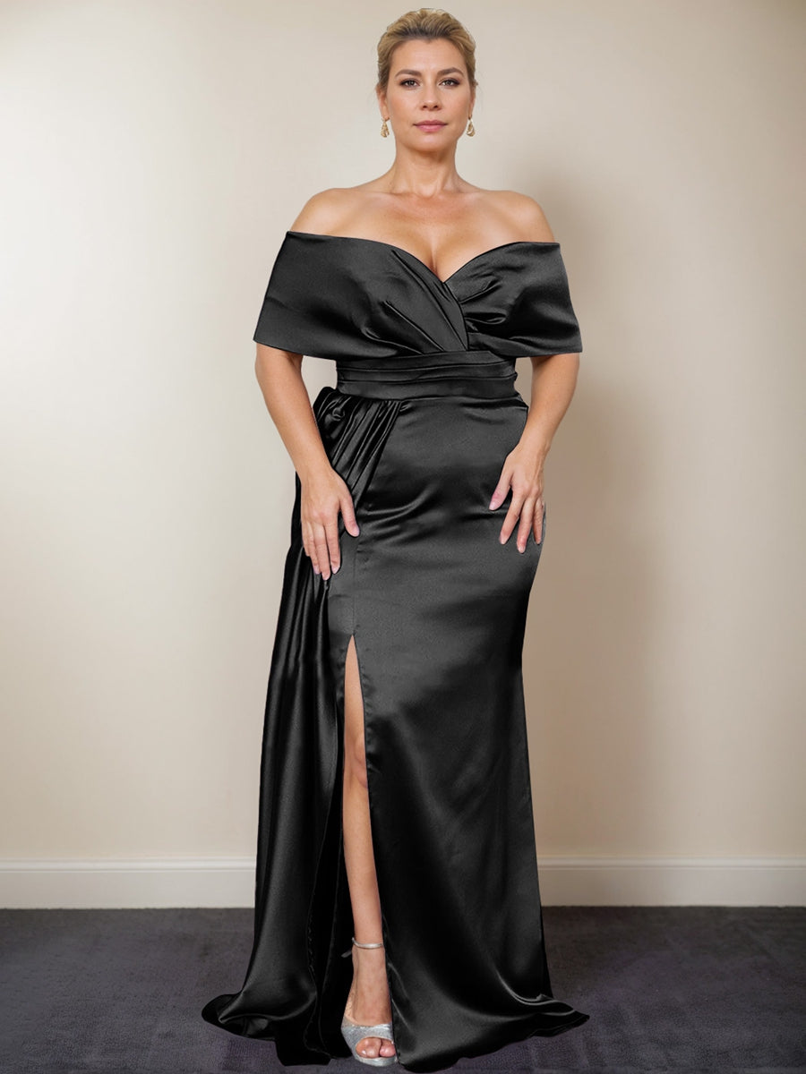 Plus Size Off the Shoulder Mother of the Bride Trumpet Mermaid Dress with Side Split