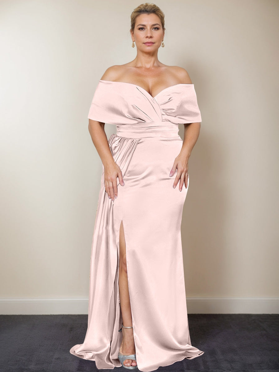 Plus Size Off the Shoulder Mother of the Bride Trumpet Mermaid Dress with Side Split