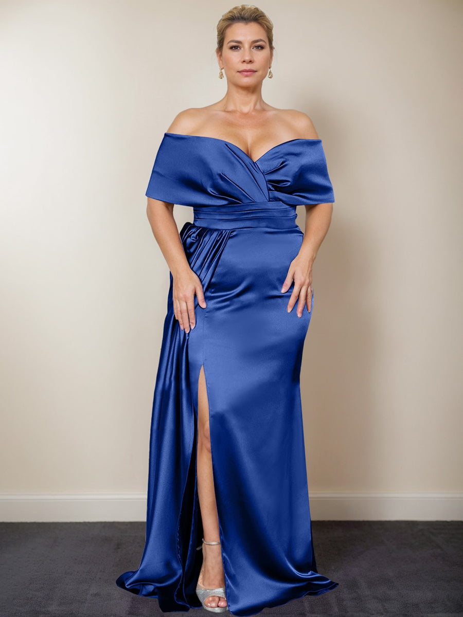 Plus Size Off the Shoulder Mother of the Bride Trumpet Mermaid Dress with Side Split