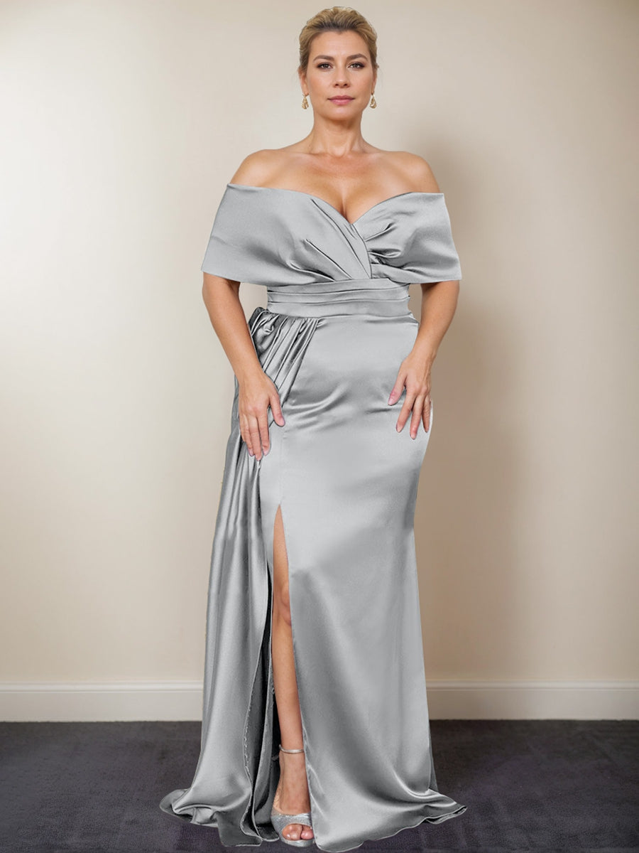 Plus Size Off the Shoulder Mother of the Bride Trumpet Mermaid Dress with Side Split
