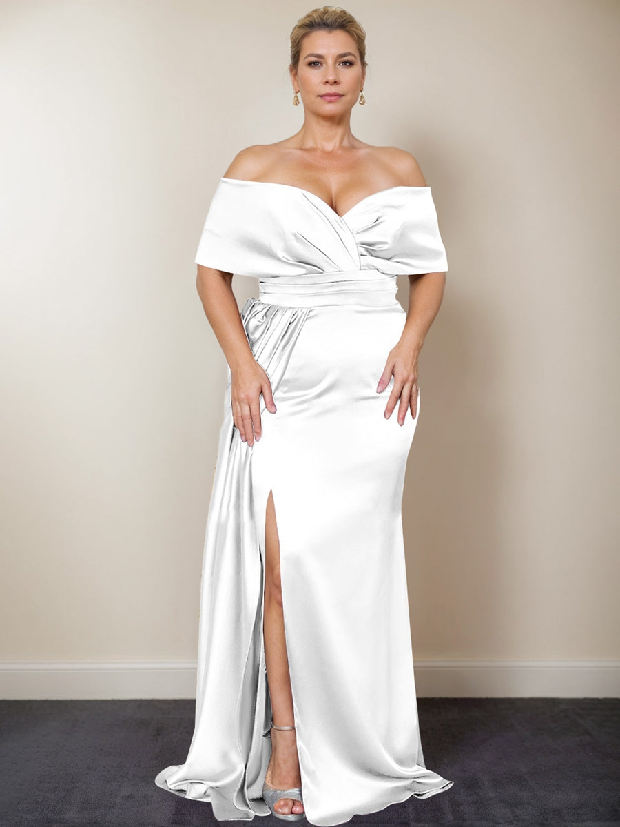 Plus Size Off the Shoulder Mother of the Bride Trumpet Mermaid Dress with Side Split