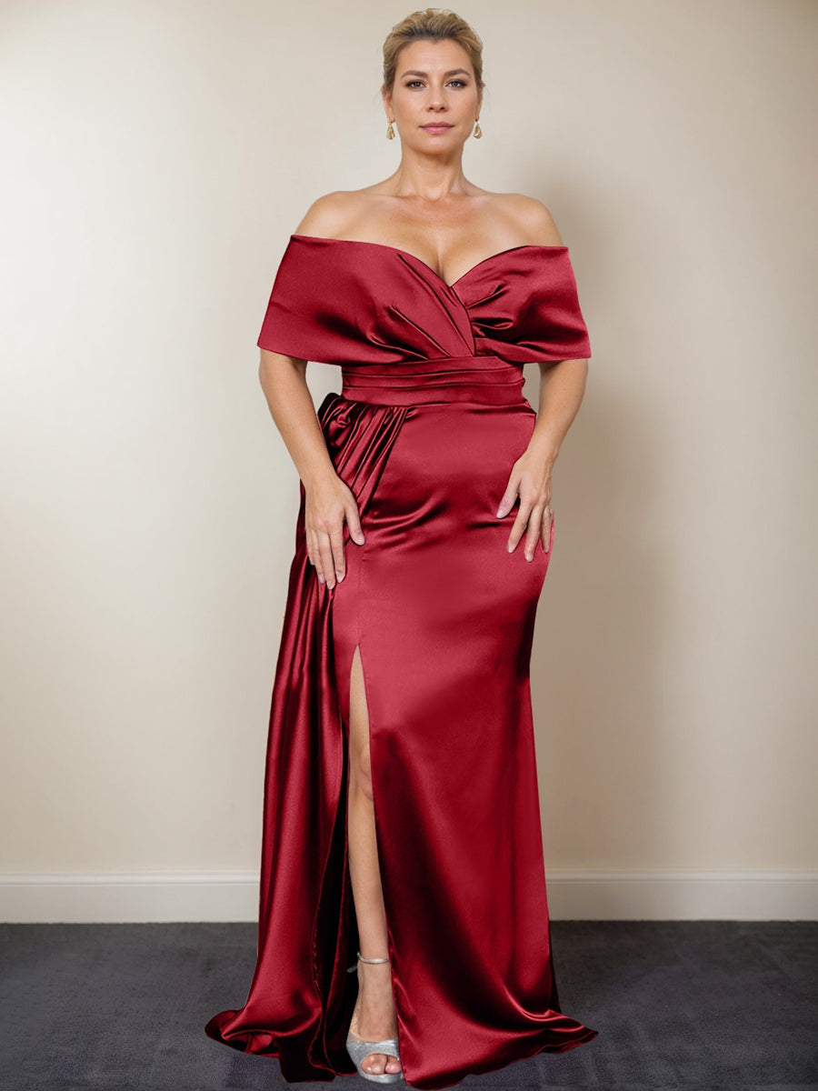 Plus Size Off the Shoulder Mother of the Bride Trumpet Mermaid Dress with Side Split